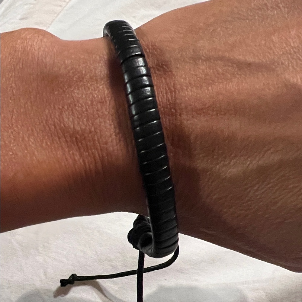 Black leather Bracelet for men